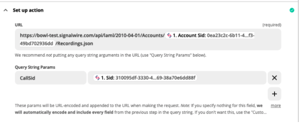 The Set Up Action pane